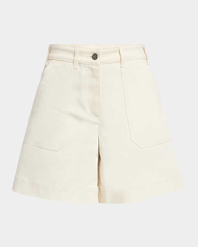 High-Rise Cotton Twill Shorts